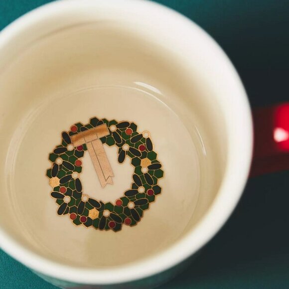 Anthropologie Festive Bistro Tile Stoneware Monogram Mug Letter A Paris Cafe New - Picture 3 of 4